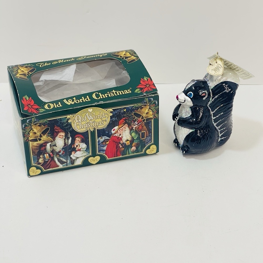 Animals By Old World Christmas- Li'l Stinker Skunk Ornament‎ with Tag